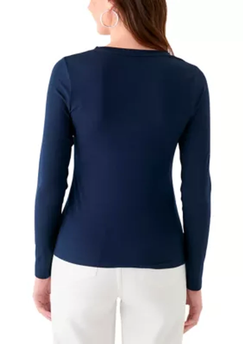 Women's Long Sleeve Crew Neck Solid T-Shirt