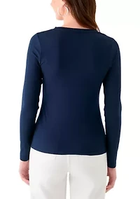 Women's Long Sleeve Crew Neck Solid T-Shirt