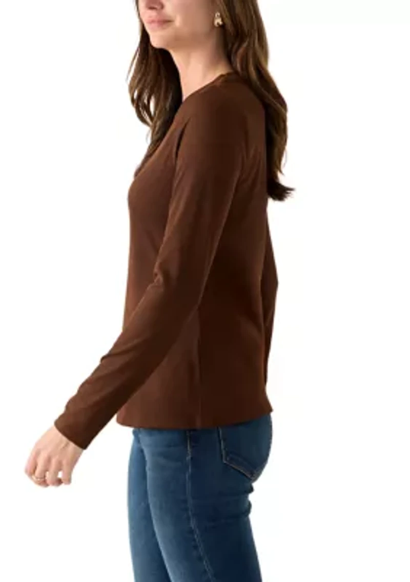 Women's Long Sleeve Crew Neck Solid T-Shirt