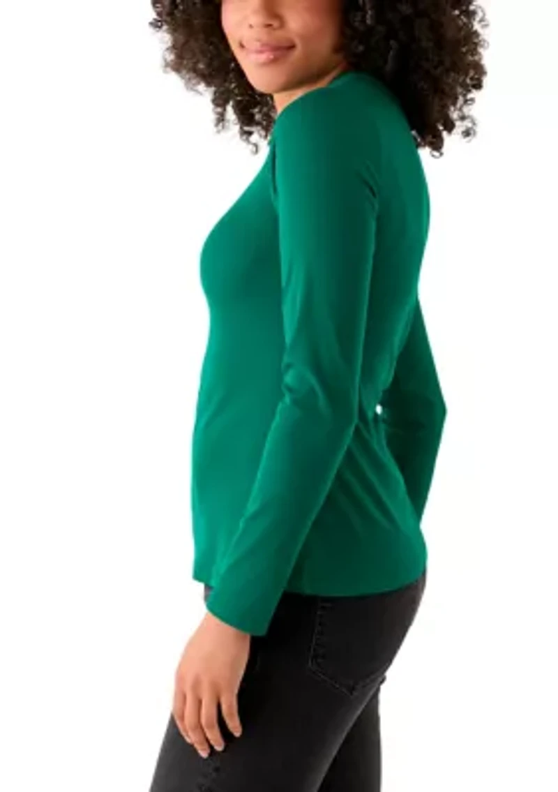 Women's Long Sleeve Crew Neck Solid T-Shirt