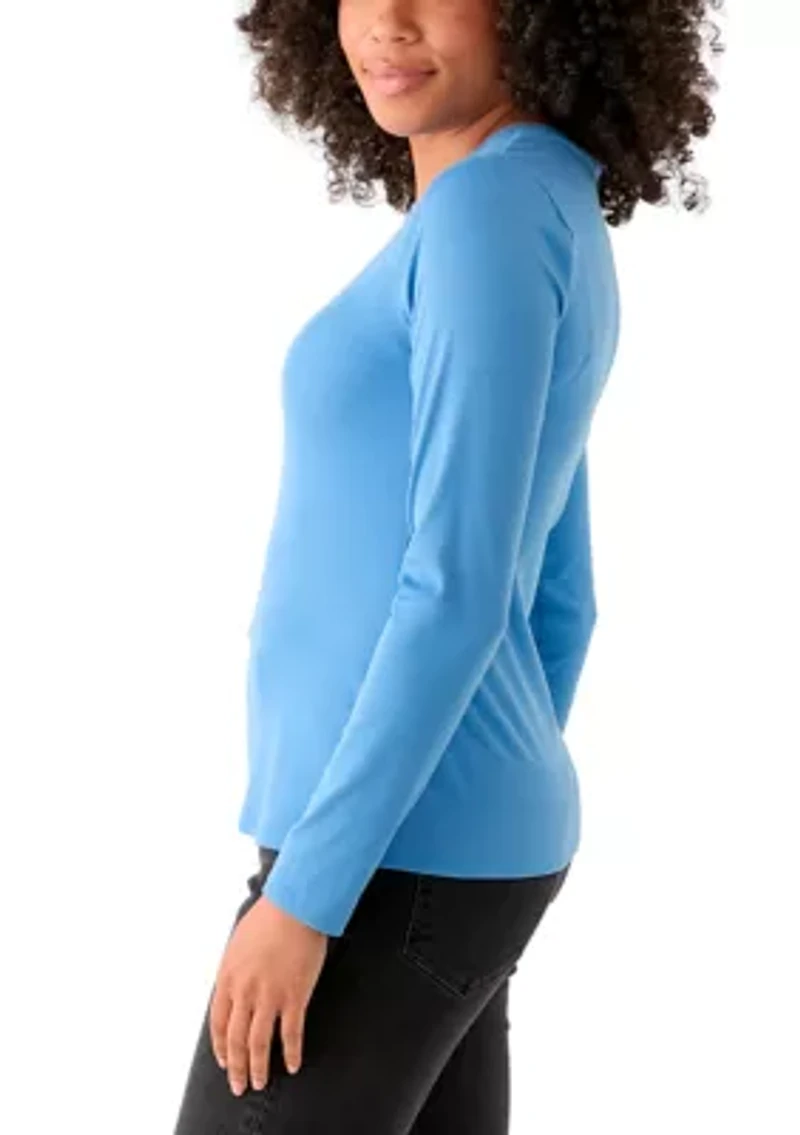 Women's Long Sleeve Crew Neck Solid T-Shirt