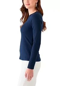Women's Long Sleeve Crew Neck Solid T-Shirt