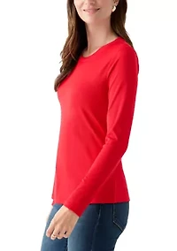 Women's Long Sleeve Crew Neck Solid T-Shirt
