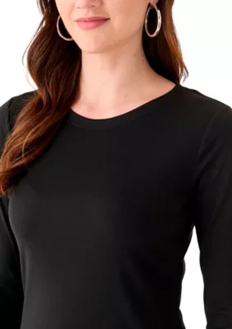 Women's Long Sleeve Crew Neck Solid T-Shirt