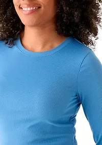 Women's Long Sleeve Crew Neck Solid T-Shirt