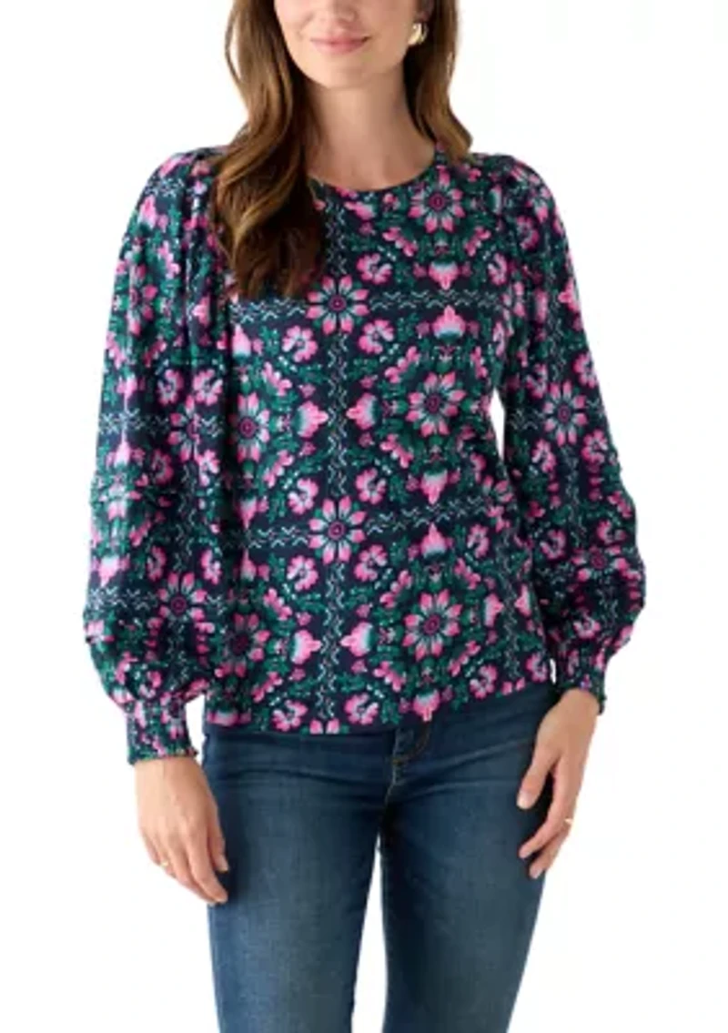 Women's Long Sleeve Pintuck Top