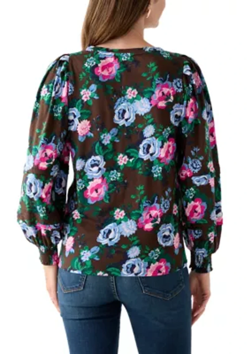 Women's Long Sleeve Pintuck Top
