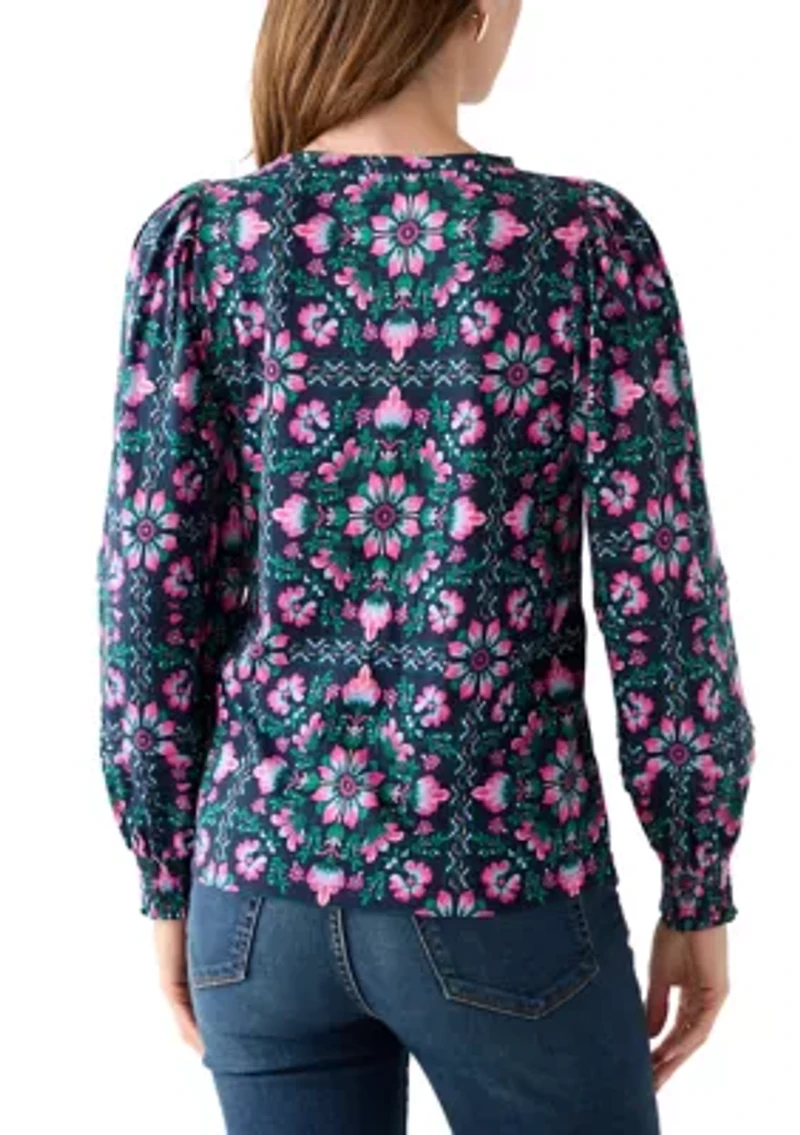 Women's Long Sleeve Pintuck Top