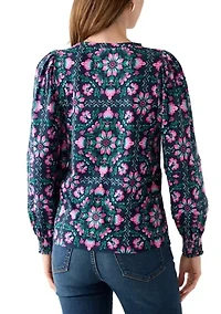 Women's Long Sleeve Pintuck Top