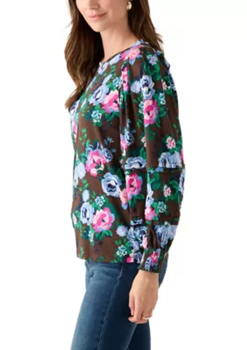 Women's Long Sleeve Pintuck Top