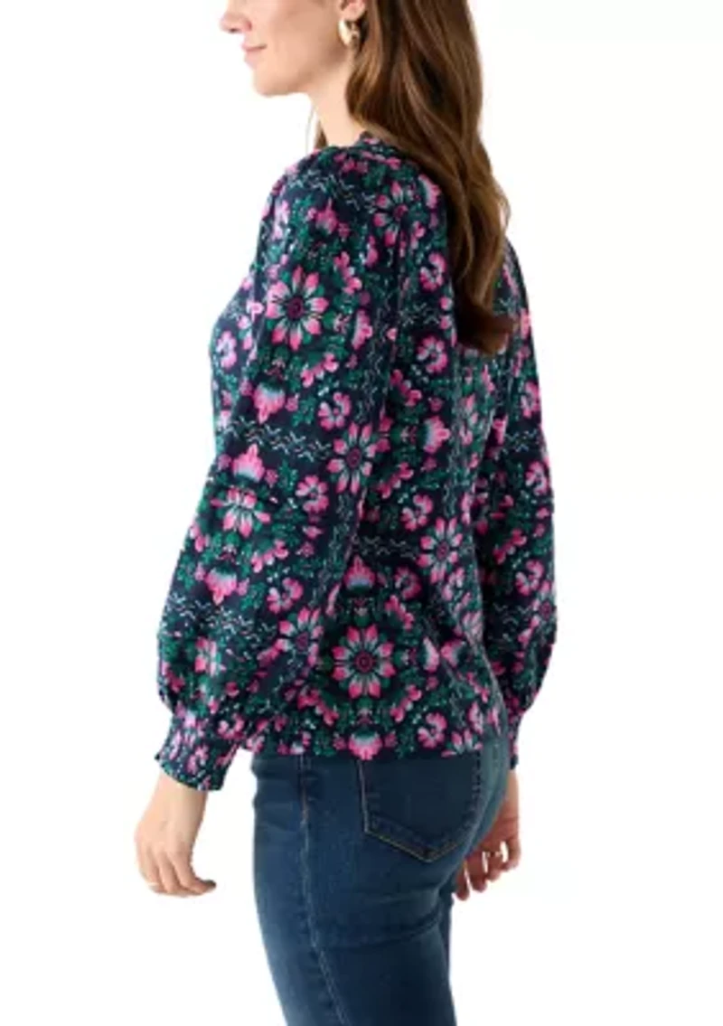 Women's Long Sleeve Pintuck Top