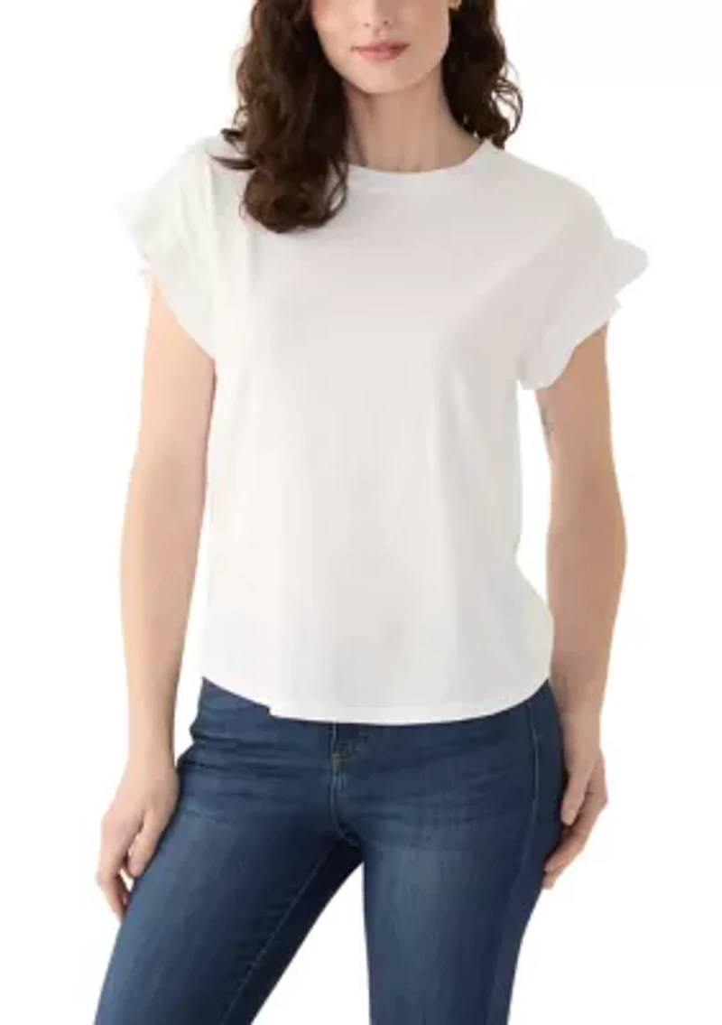 Women's Solid Ruffle Sleeve T-Shirt
