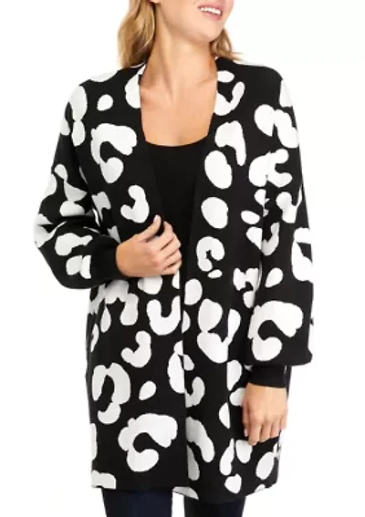 Petite Long Sleeve Open Front Cardigan