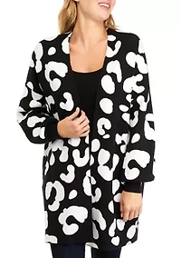 Petite Long Sleeve Open Front Cardigan