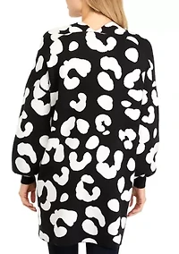 Petite Long Sleeve Open Front Cardigan