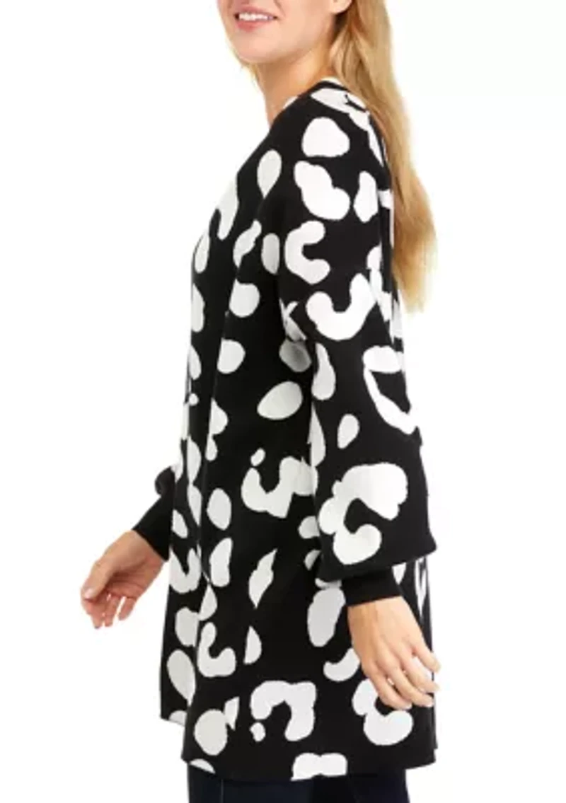 Petite Long Sleeve Open Front Cardigan