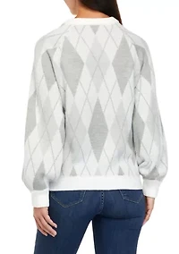 Petite Long Sleeve Argyle Sweater