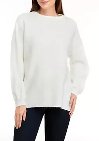 Petite Long Sleeve Crew Neck Tunic Sweater