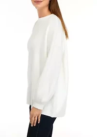 Petite Long Sleeve Crew Neck Tunic Sweater
