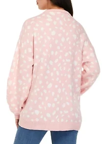 Petite Long Sleeve Crew Tunic Jacquard Sweater