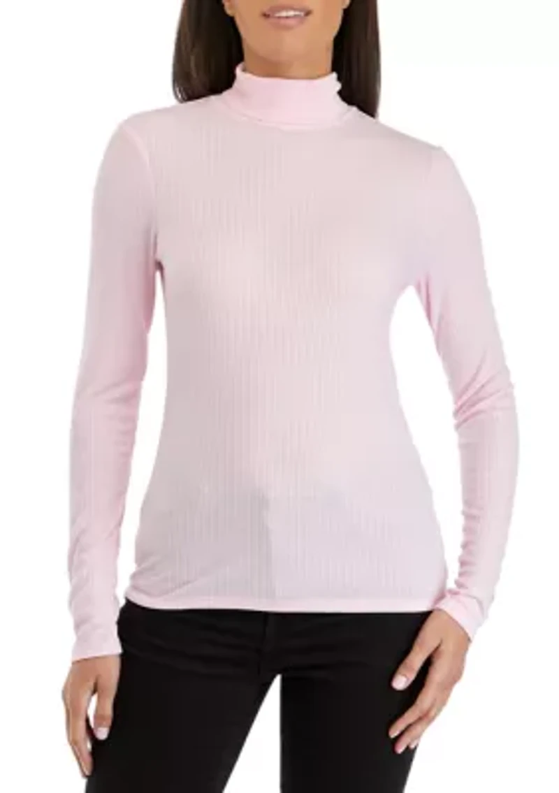 Petite Long Sleeve Ribbed Turtleneck Sweater