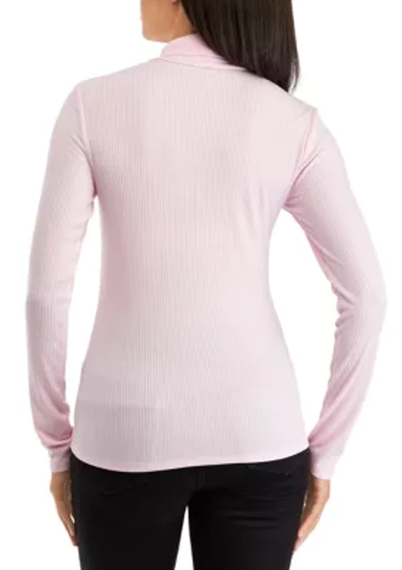 Petite Long Sleeve Ribbed Turtleneck Sweater