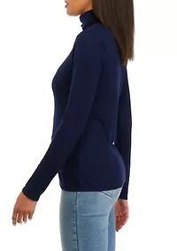 Petite Long Sleeve Ribbed Turtleneck Sweater