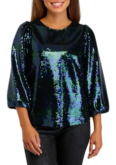 Petite Tie Back Sequin Blouse