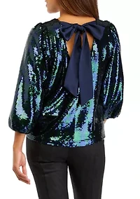 Petite Tie Back Sequin Blouse