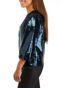 Petite Tie Back Sequin Blouse