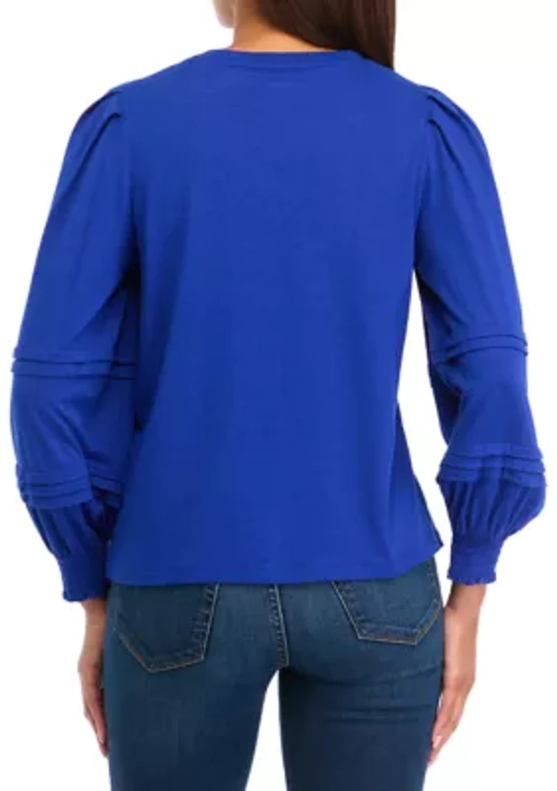 Petite Long Puff Sleeve Top