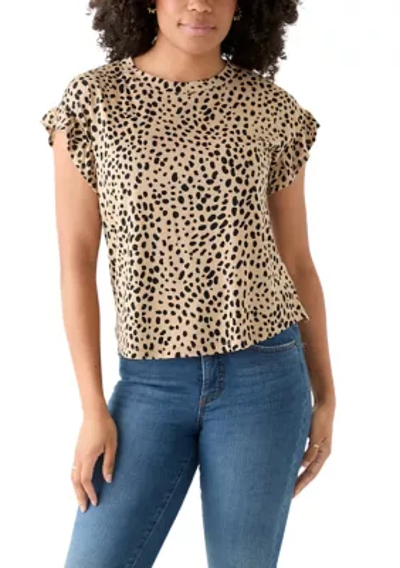 Petite Flutter Sleeve Printed Top