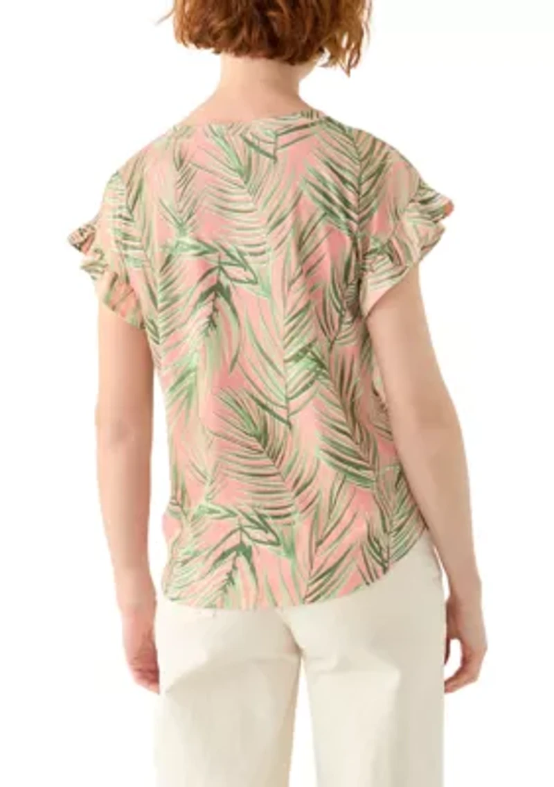 Petite Flutter Sleeve Printed Top