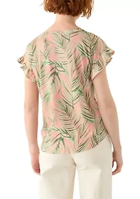 Petite Flutter Sleeve Printed Top