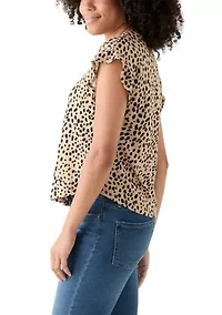 Petite Flutter Sleeve Printed Top