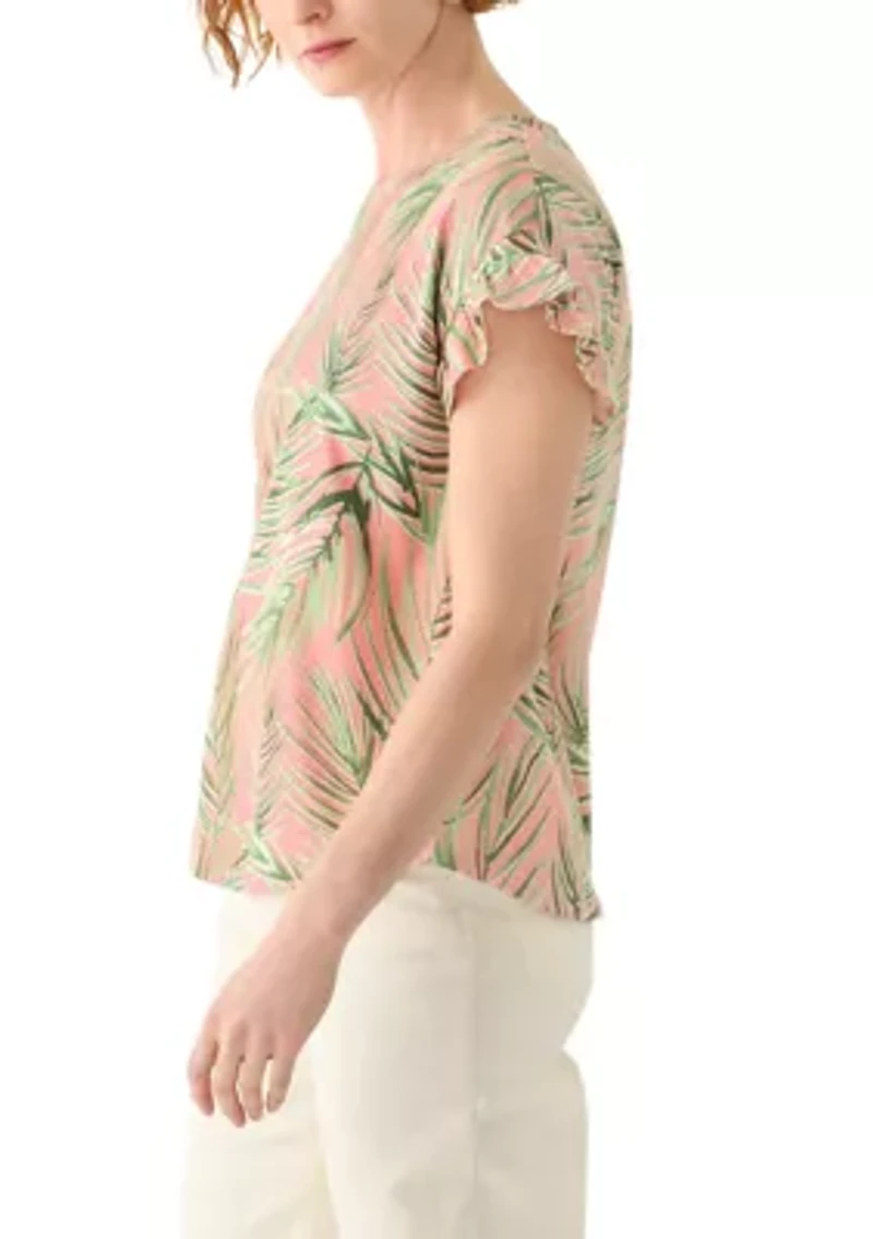 Petite Flutter Sleeve Printed Top