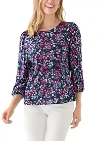 Petite Puff Sleeve  Printed Top