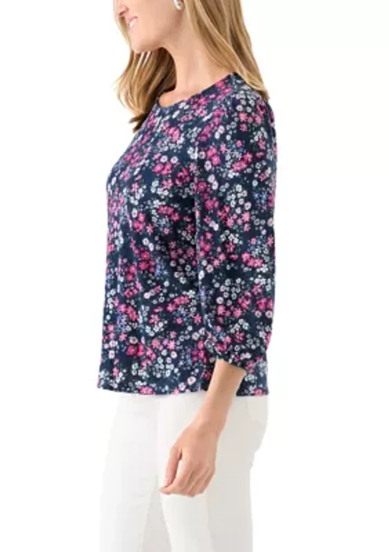 Petite Puff Sleeve  Printed Top