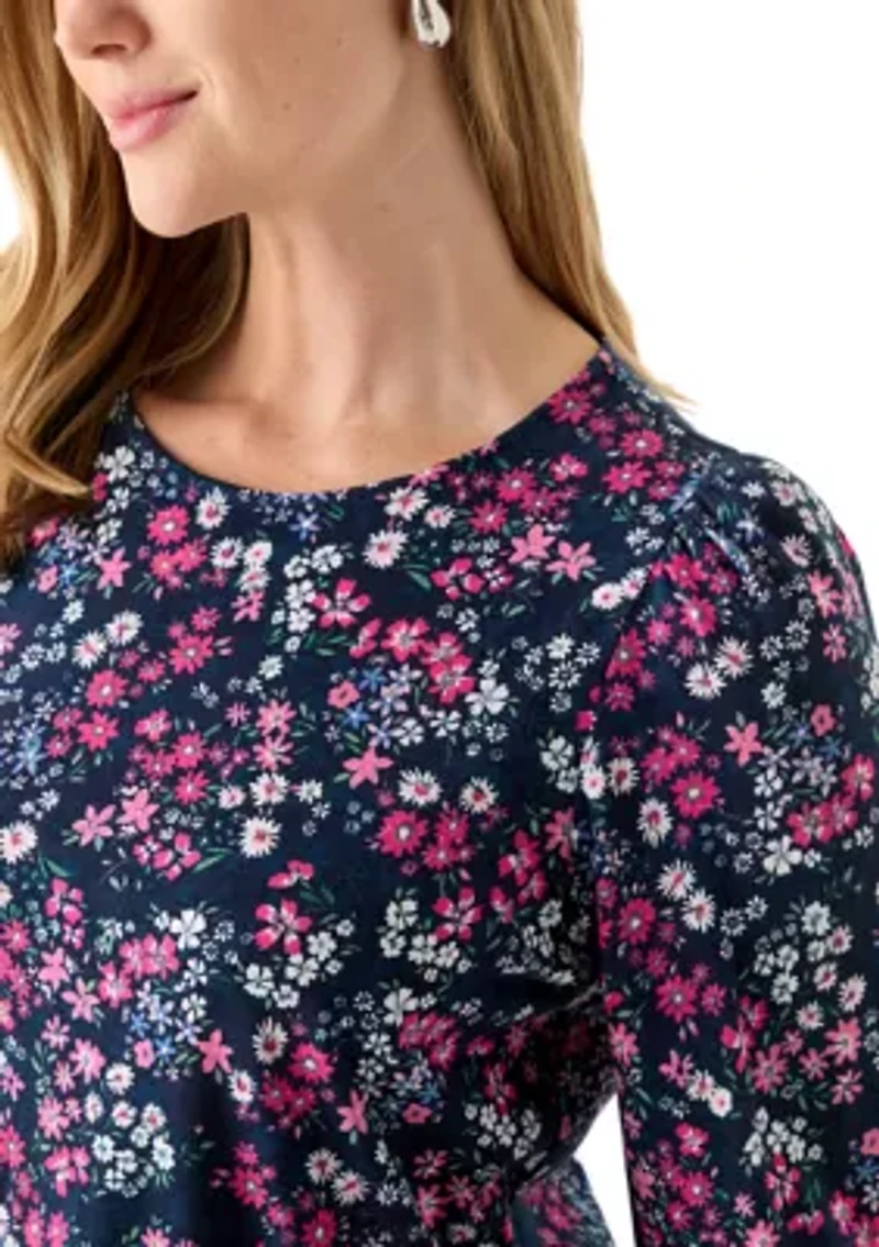 Petite Puff Sleeve  Printed Top