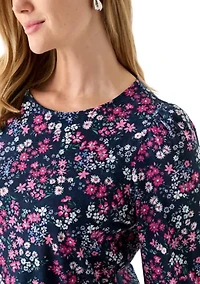 Petite Puff Sleeve  Printed Top