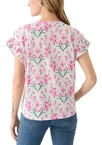 Petite Ruffle Printed Top