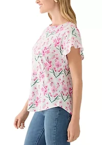 Petite Ruffle Printed Top