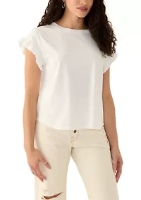 Petite Short Sleeve Ruffle T-Shirt