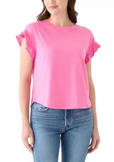 Petite Short Sleeve Ruffle T-Shirt