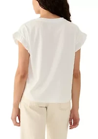 Petite Short Sleeve Ruffle T-Shirt