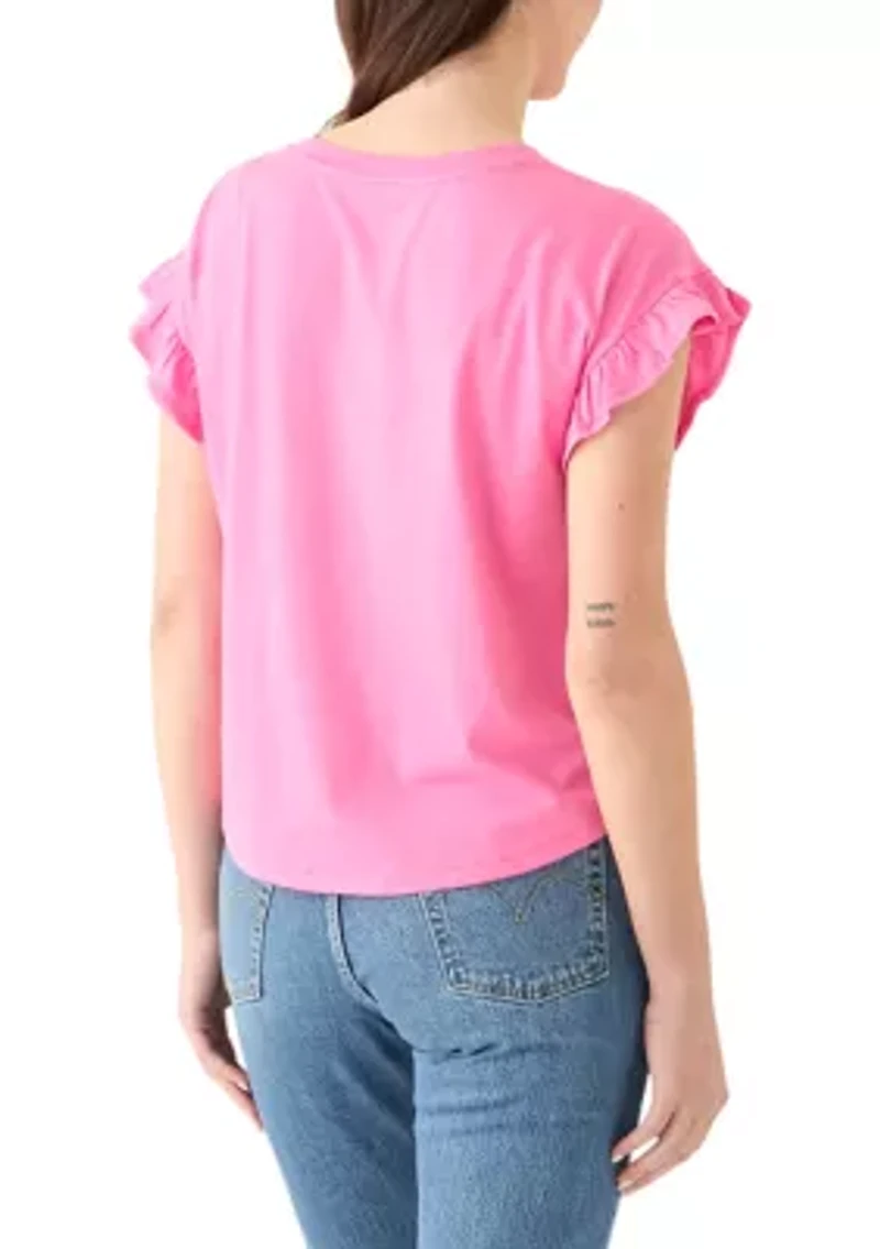Petite Short Sleeve Ruffle T-Shirt