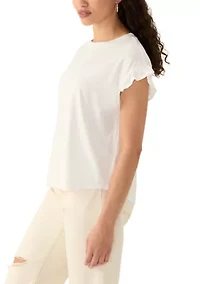 Petite Short Sleeve Ruffle T-Shirt