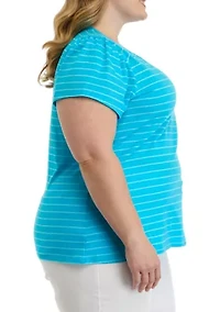 Plus Puff Sleeve Basic T-Shirt