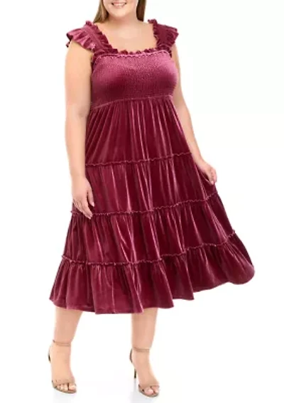 Plus Velvet Smocked Dress