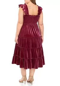 Plus Velvet Smocked Dress
